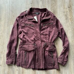 Francesca’s Trixxi Burgundy Zip Shoulder Tab Military Field Jacket